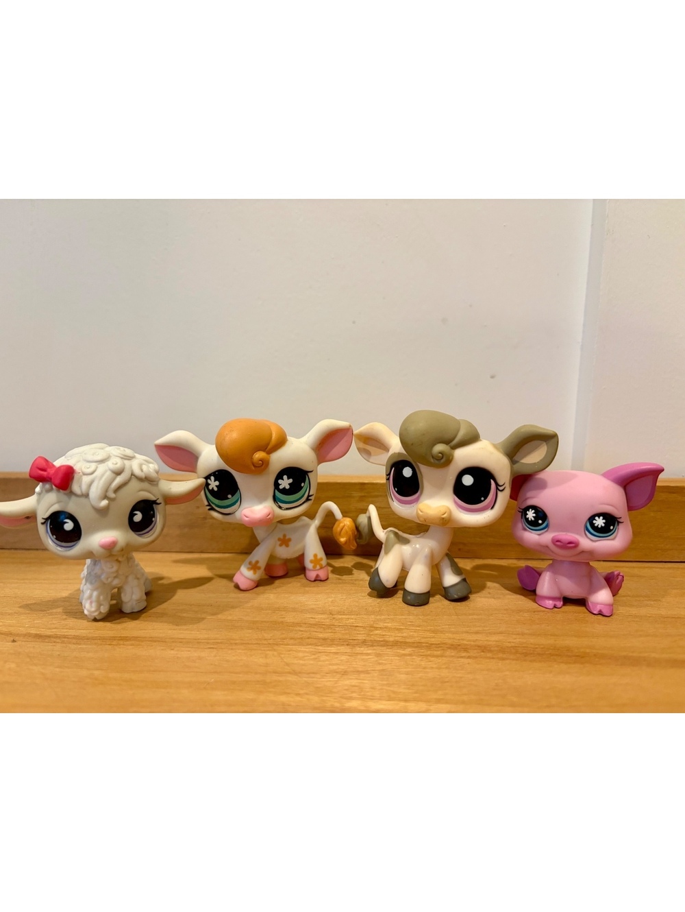 Littlest Pet Shop LPS Farm Animals Lot of 4 Cows Pig Lamb Sheep Hasbro